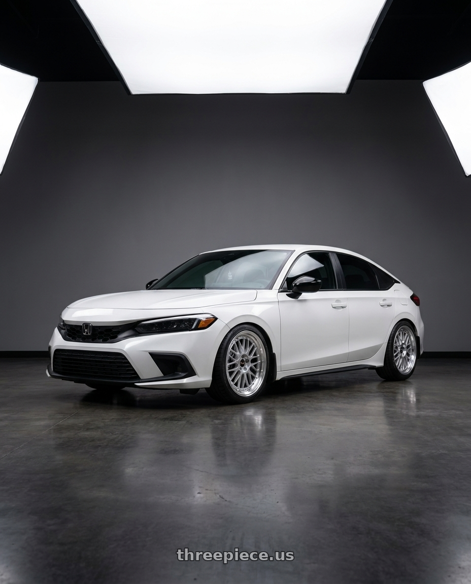 2022 Honda civic sport hatchback  with Vors VR8 5x114.3 17x8  +35 Silver Machine Lip Chrome Rivet wheels