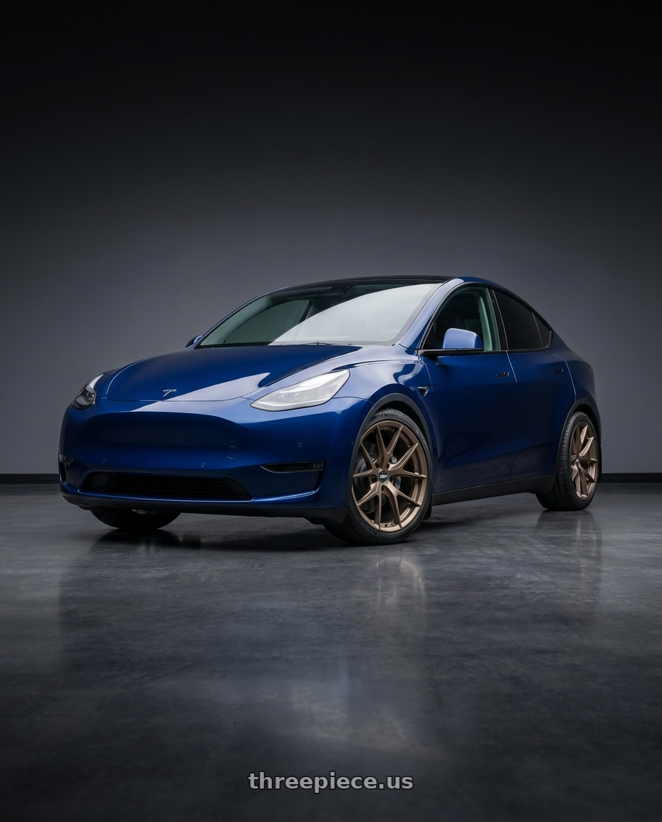 2023 Tesla Model Y with ESR Wheels FORGETECH SERIES RF2 5x100 18x9.5 +35 Matte Bronze wheels