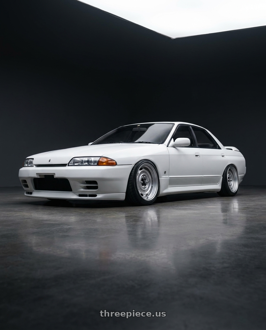 1992 skyline gts with Mobelwagen MW430S Interceptor 4X130 15x5.5 20 Silver wheels