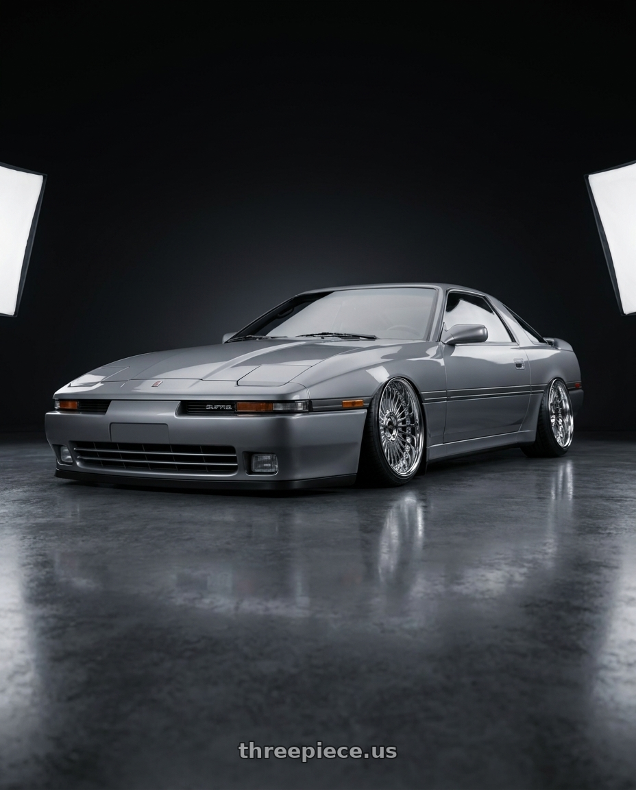1988 Toyota Supra Gray 3 with Work Emitz 5x114.3 Chrome 20x11.5 +38 wheels