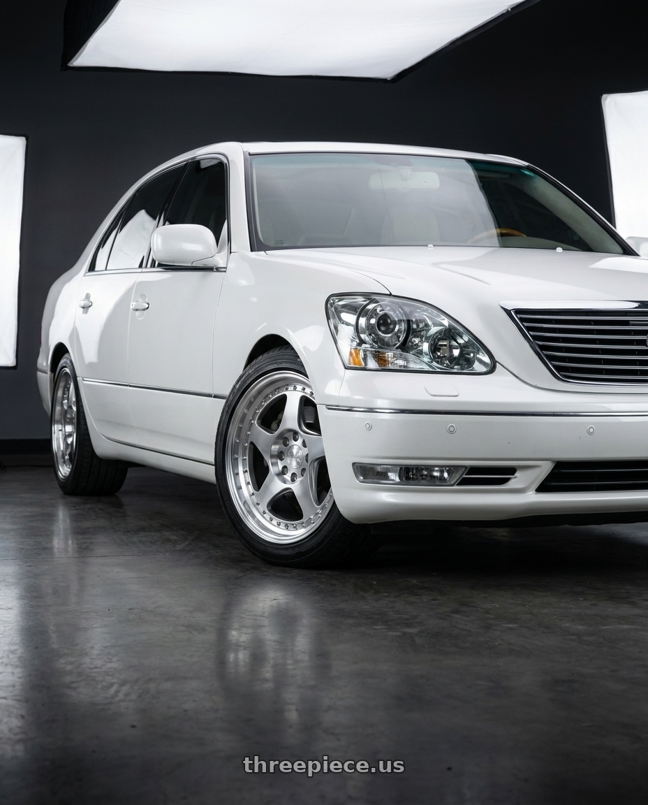 2004 Lexus LS430 Base with Aodhan AH01 5x114.3 18x9.5+30 Silver w/Machined Face wheels