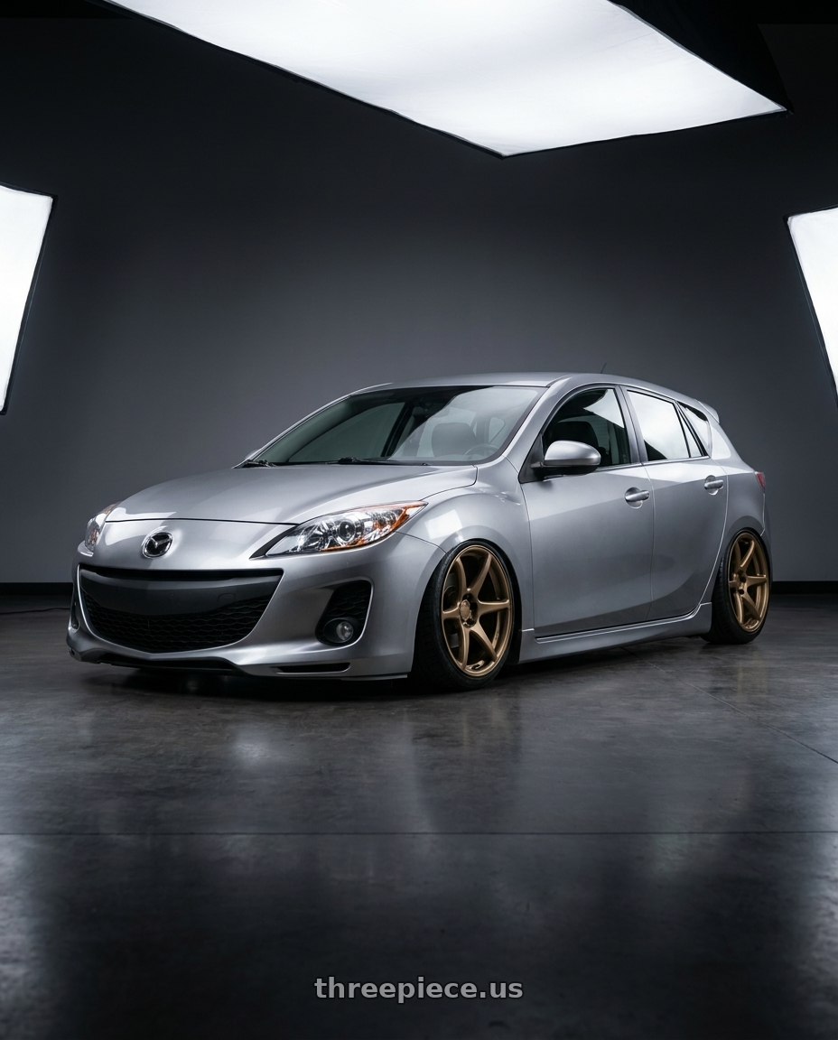 2013 Mazda 3 Skyactiv Silver with Kansei K11B Tandem 5X112 19x10.5 22 Bronze wheels