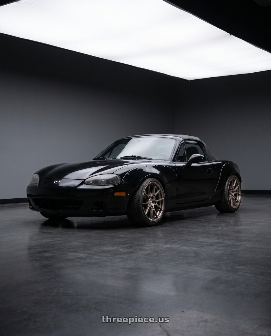 2002 Mazda Miata Widebody with Niche Mono T111 KANAN 5X120 20X11.5 +52 BRUSHED CANDY SMOKE wheels