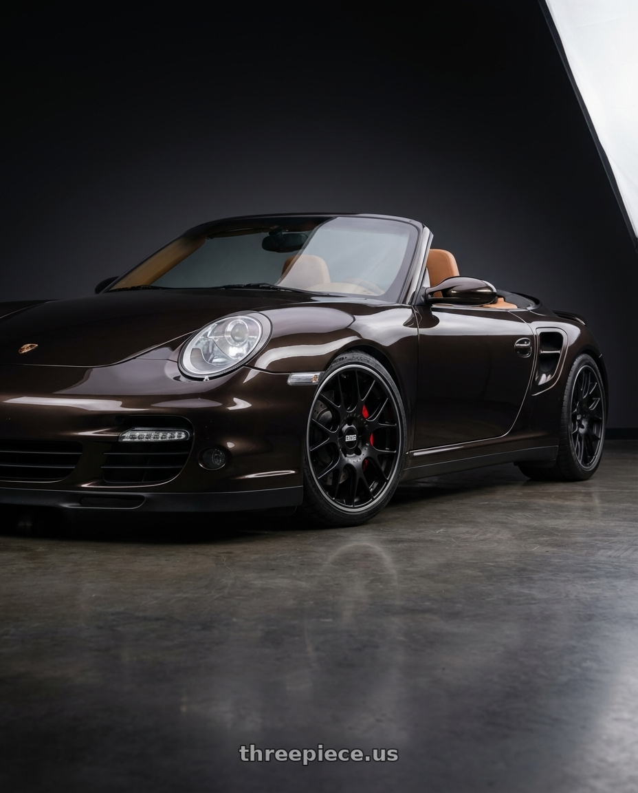 2008 Porsche 911 Turbo Cabriolet with BBS CH-R 5x130 19x12 +45 Satin Black Polished Rim Protector wheels