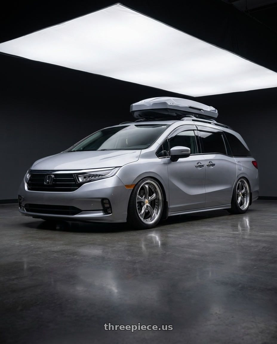 2024 Honda Odyssey with Work Wheels VS-KF 5x120 20x8.5+40 Brilliant Silver Black O Disk STEP RIM wheels