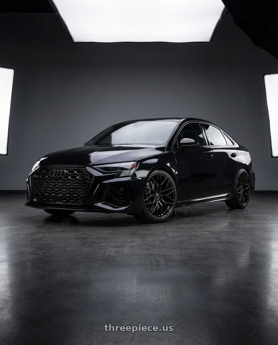 2022 Audi RS3 8Y with Avant Garde Wheels M520R 5X112 19x9.5 +40 Gloss Black wheels