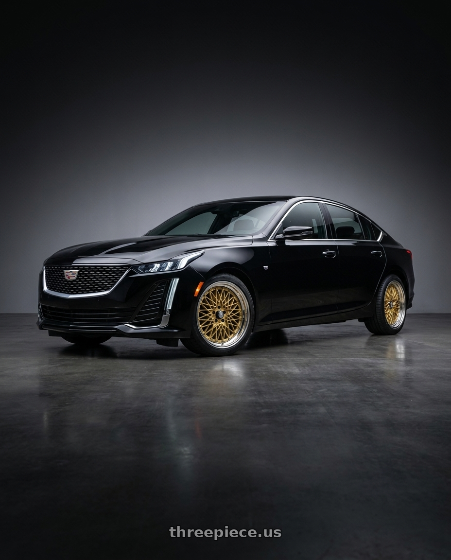 2023 Cadillac CT5 Premium Luxury with SSR Formula MESH 5x120 19X8.5+30 NR Disk Fm Gold wheels