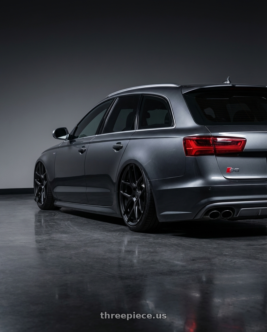 2016 Audi S6 C7 with Aodhan AFF2 5x112 20x10.5+35 Matte Black wheels rear three quarter view slight stretch tires