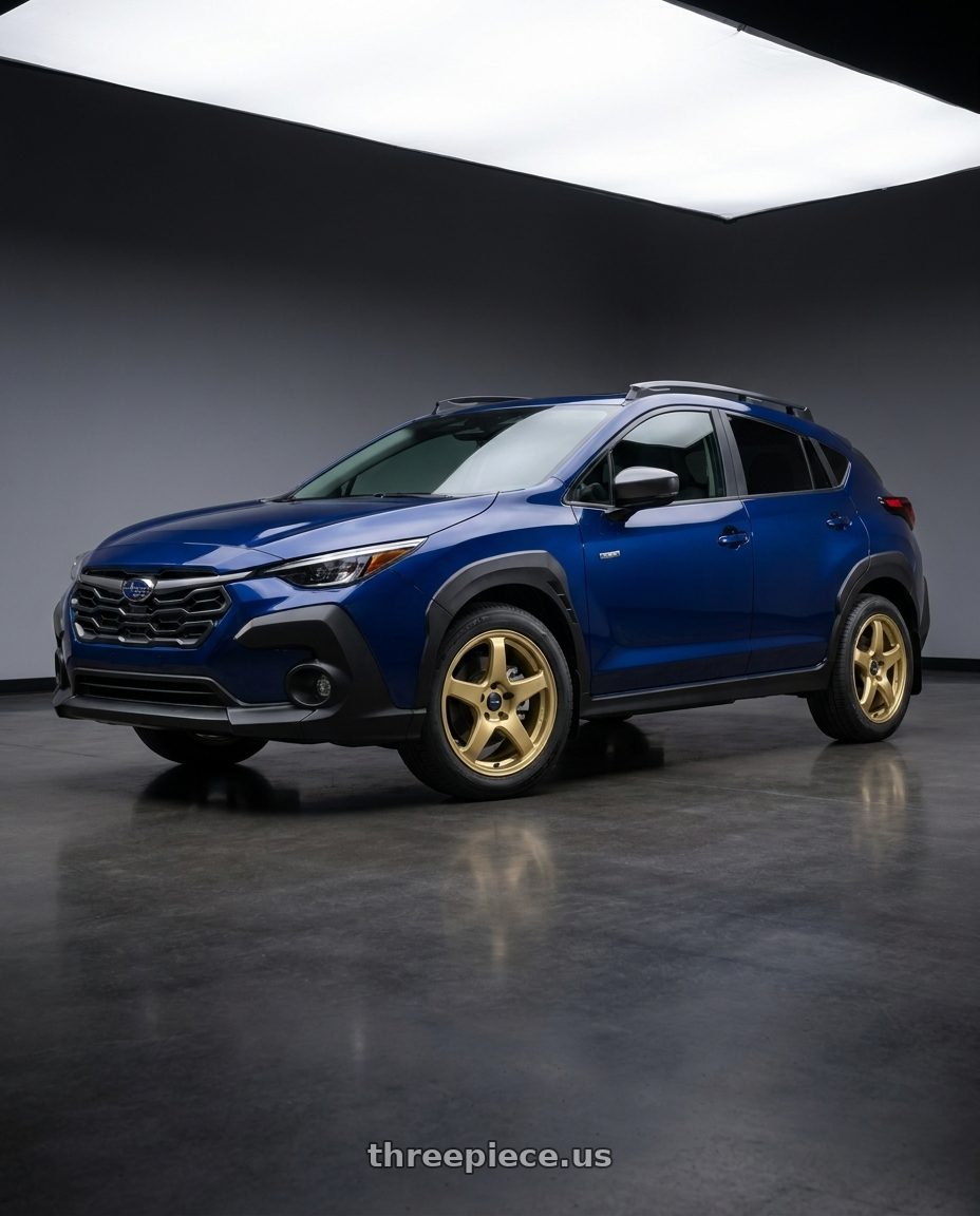 2026 Subaru Crosstrek with Enkei PF05 4x100 15x8+25 Gold wheels