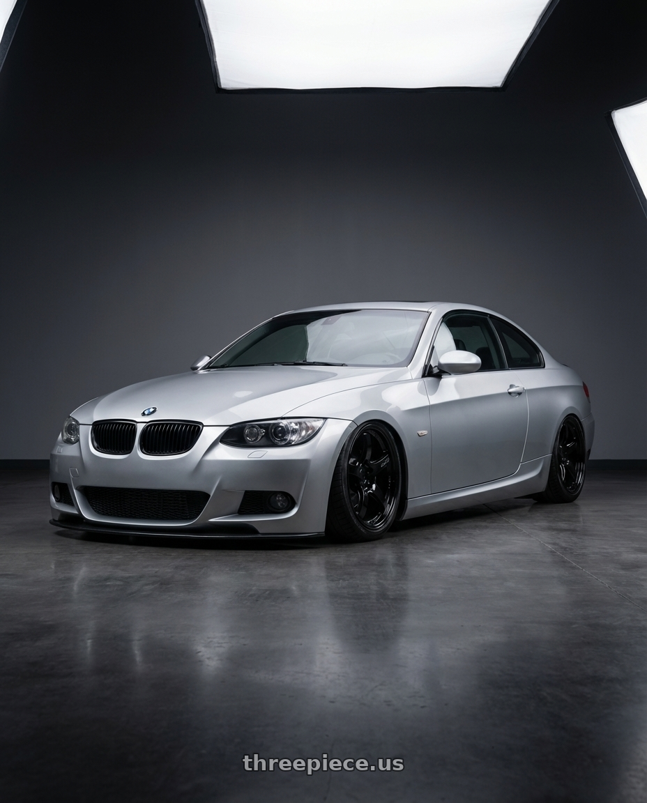 2012 BMW 3 Series E92 with Gram Lights 57CR 5x120 19x9.5+35 Glossy Black wheels