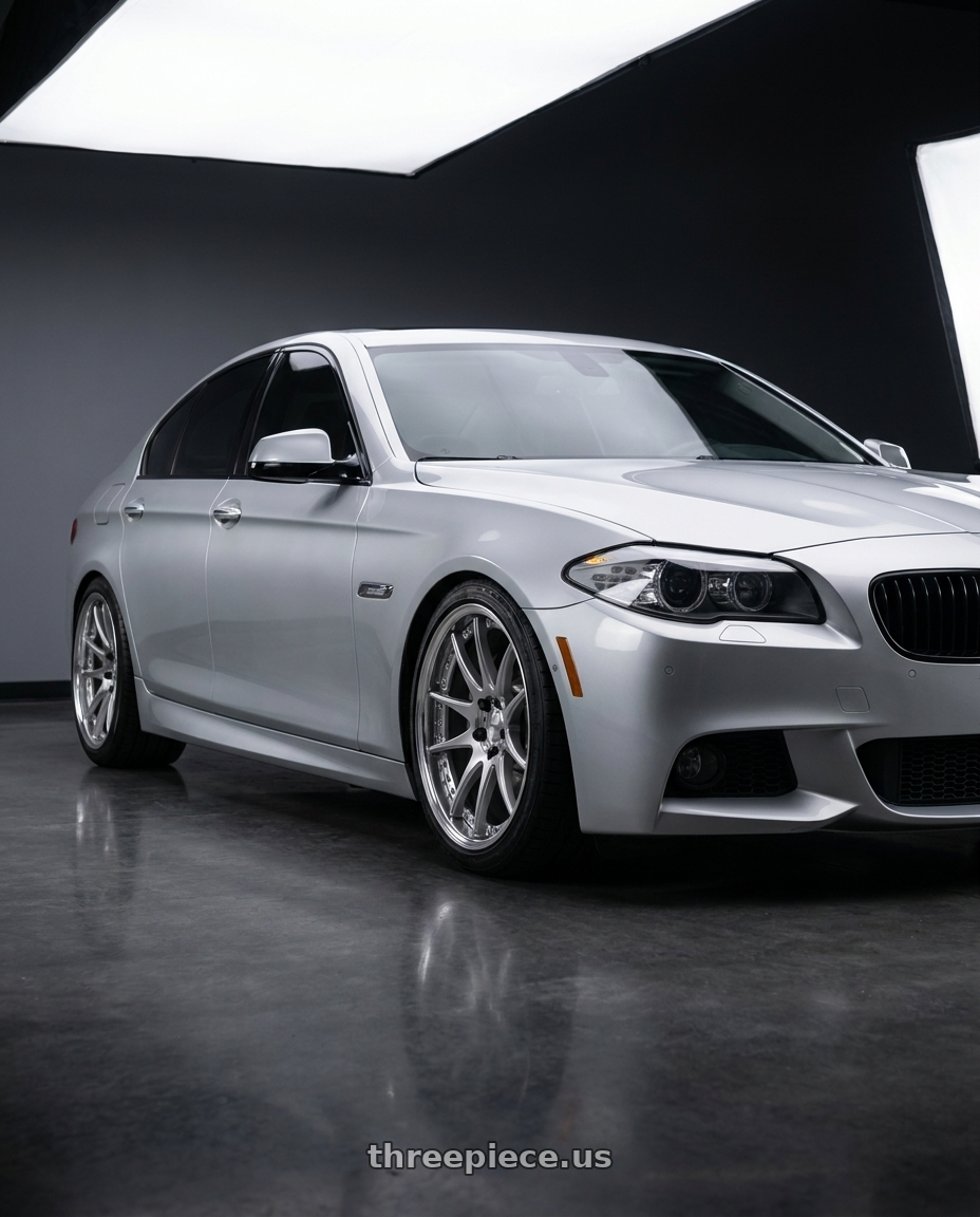 2013 bmw 535i with Work Emotion Cr 3P 5x120 19x8+17 L Disk Burning Silver wheels