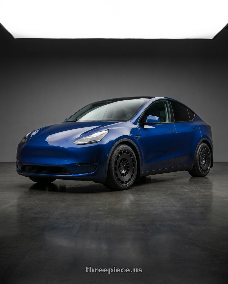 2022 Tesla Model Y with Rotiform 1PC R137 CCV 5X112 18X8.5 +45 MATTE BLACK wheels