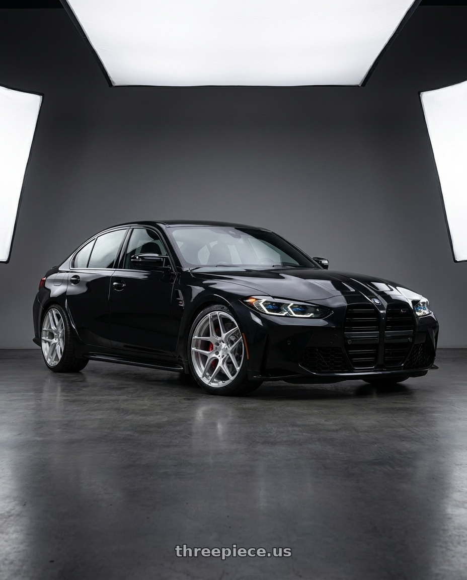 2022 BMW M3 Competition xDrive with MRR FS1 5x112 18x9.5  +25 Brushed Clear wheels