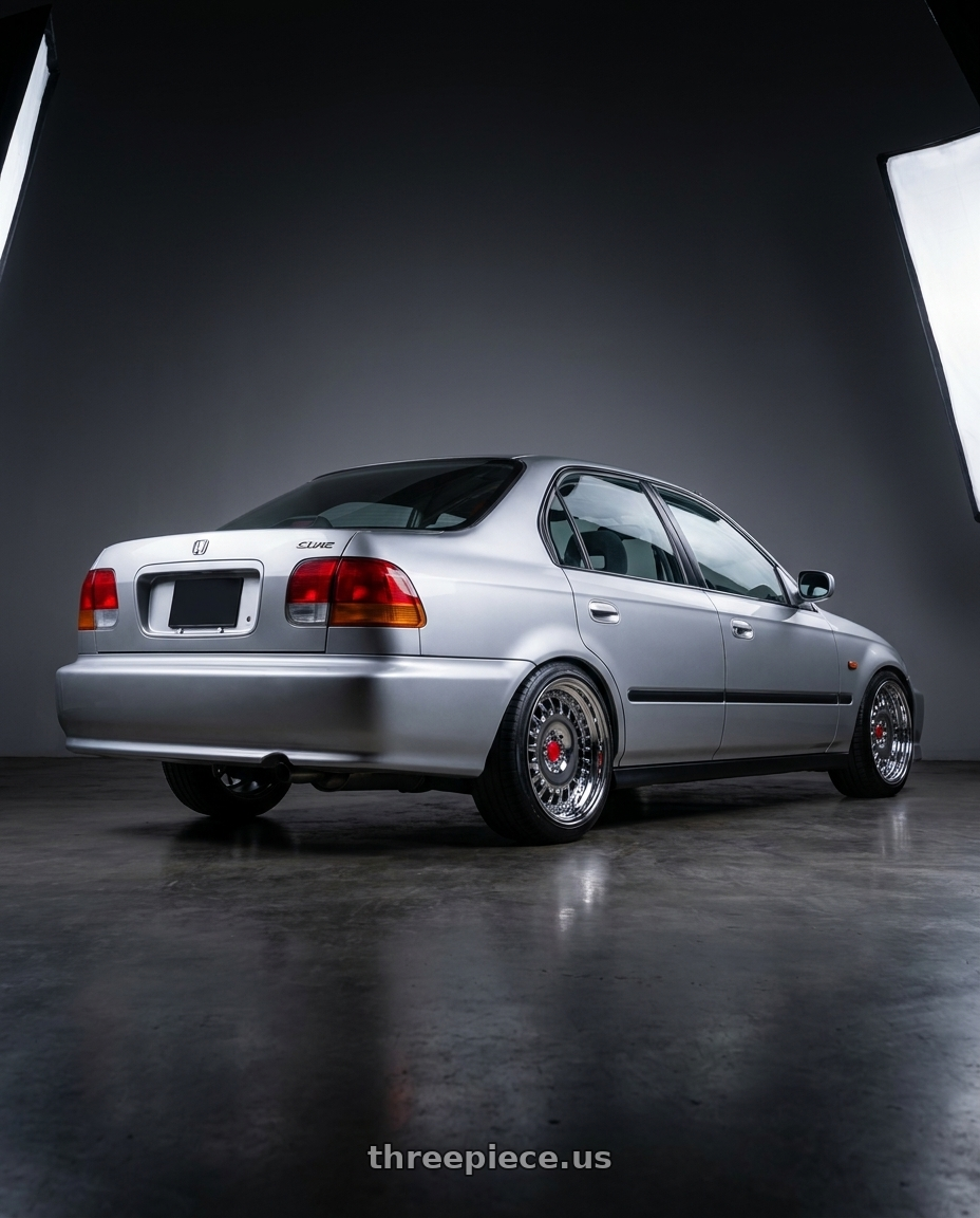 1999 honda civic with Heritage Wheel RING wheels rear three quarter view square tires