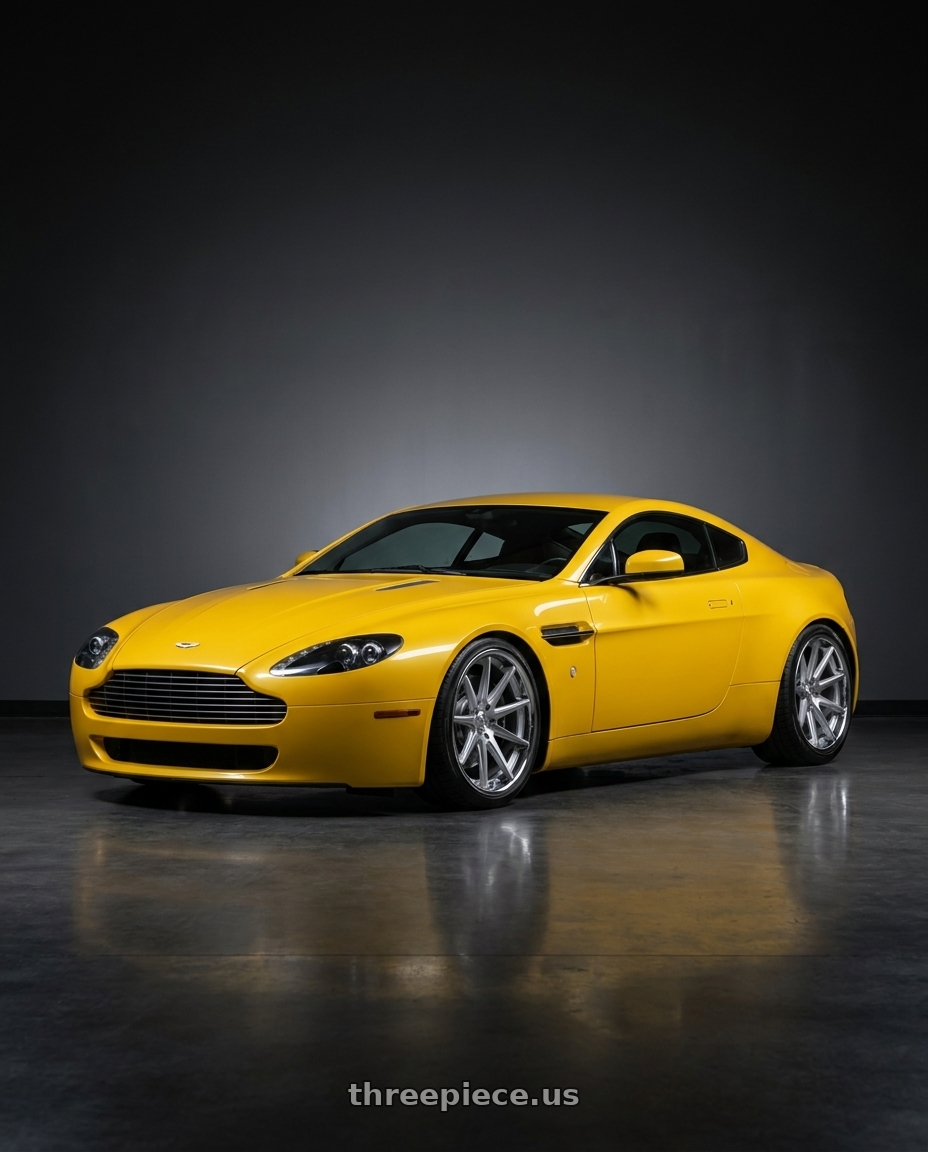 2006 ASTON MARTIN V8 VANTAGE YELLOW with Rohana RFC10 5x114.3 20x9+35 Machine Silver/Chrome Lip wheels
