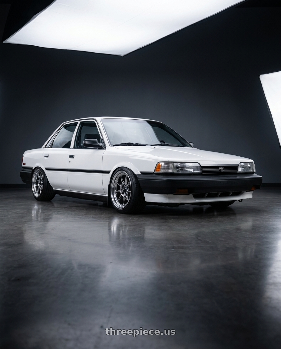 1991 Toyota Camry with Konig Countergram 5x100 17x8+40 Hyper Chrome / Machined Lip wheels