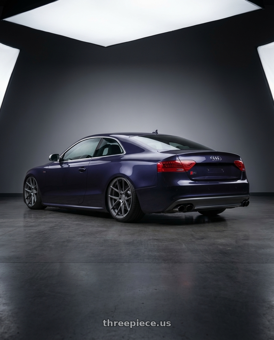 2014 Audi S5 B8 with Avant Garde Wheels M510 5X112 20x10 +25 Dolphin Grey wheels rear three quarter view slight stretch tires