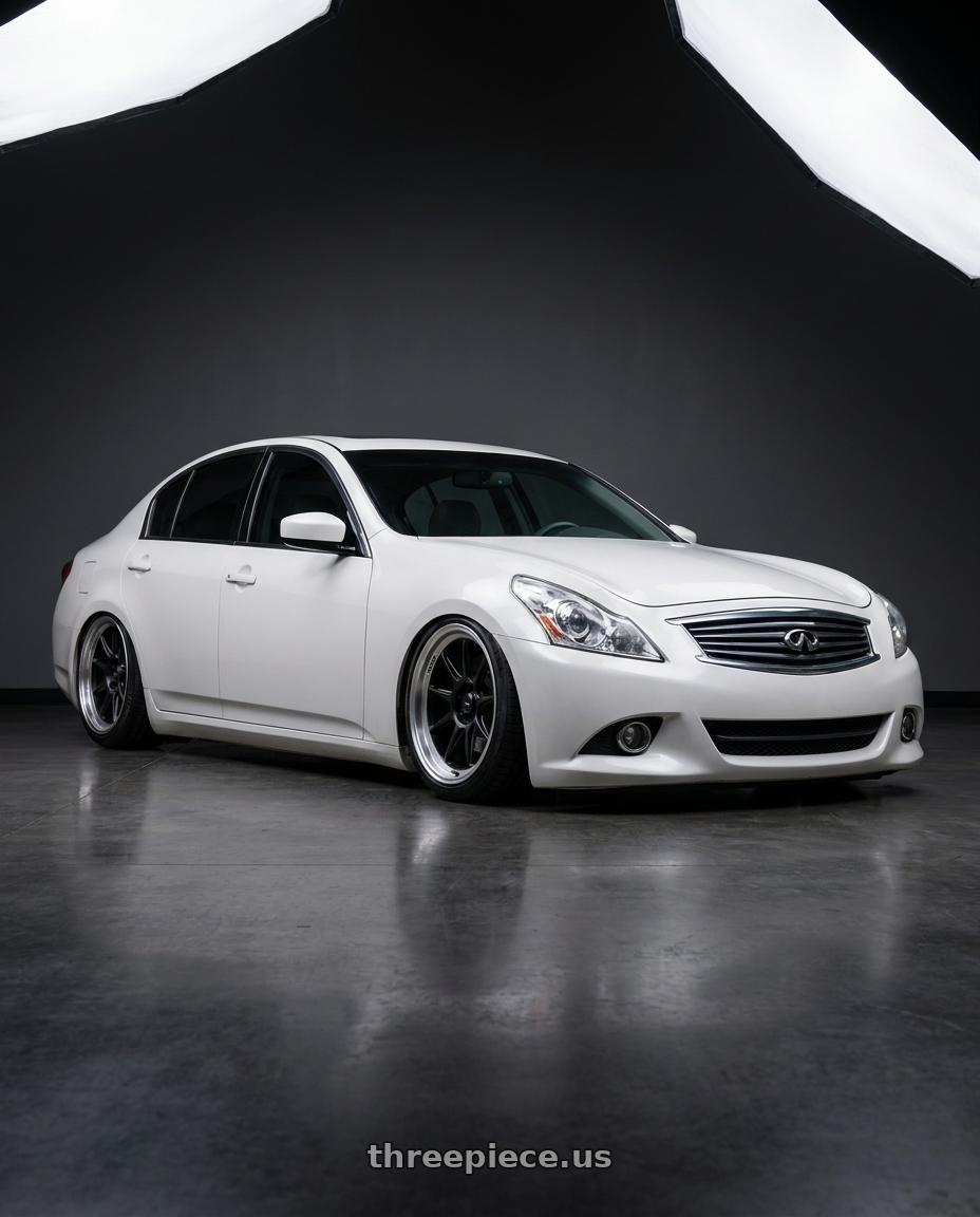 2012 Infiniti G37 with Konig Countergram 5x114.3 19x9.5+25 Matte Black / Matte Machined Lip wheels