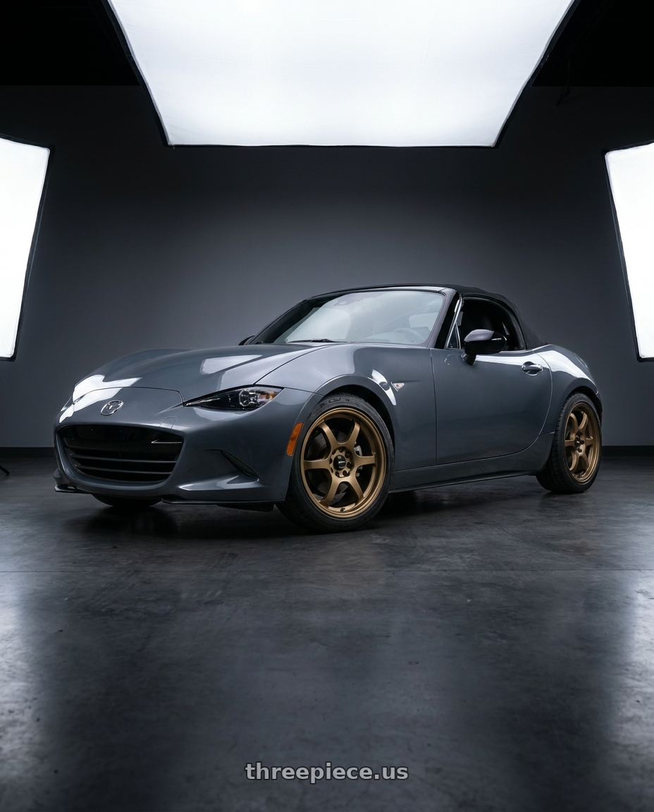 2020 Mazda mx-5 Miata club soft top polymetal grey with Vors LT61 4x100 16x7 +35 Bronze wheels