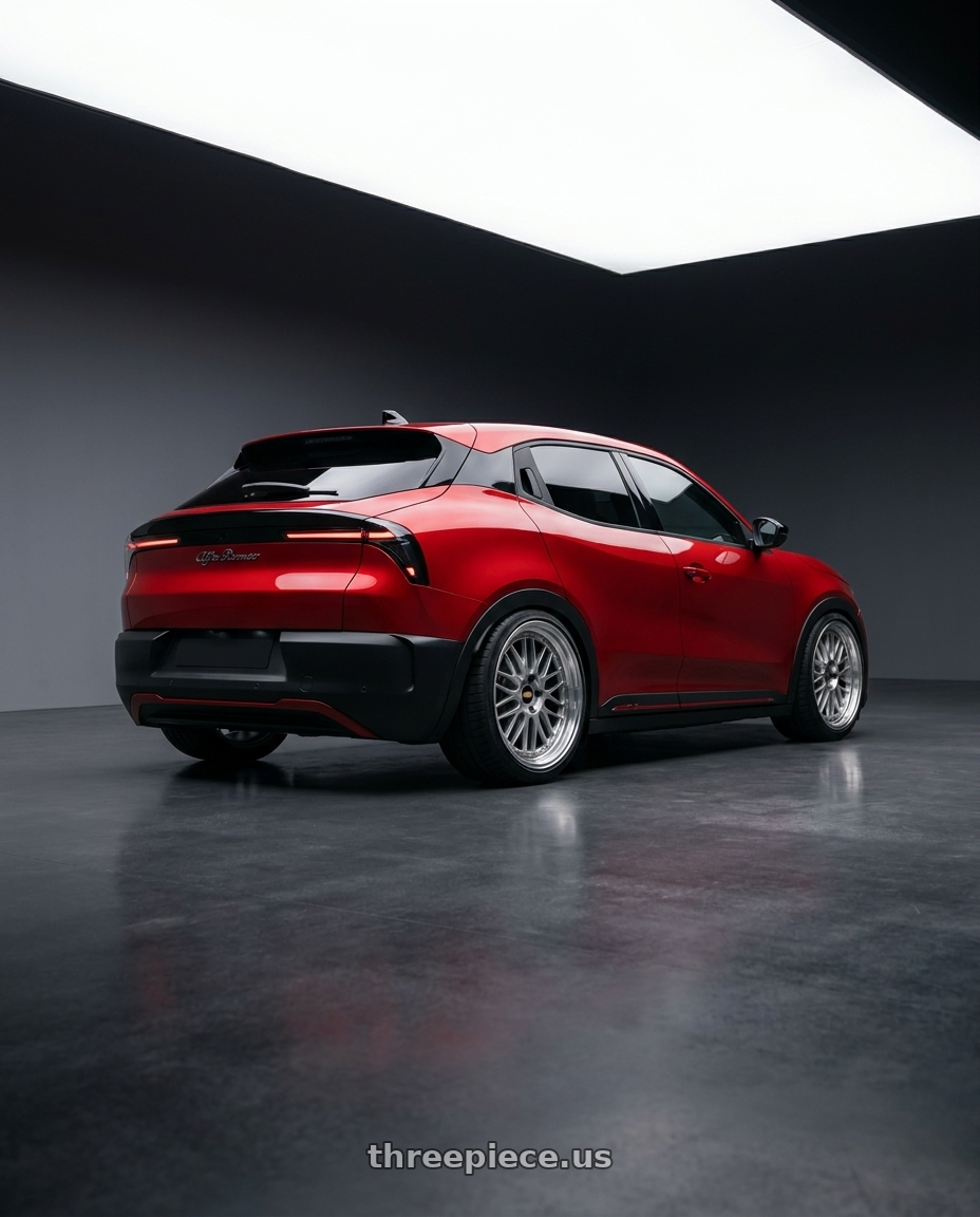 2026 alfa romeo junior with BBS LM 5x114.3 19x9.0+38 Diamond Silver wheels rear three quarter view square tires