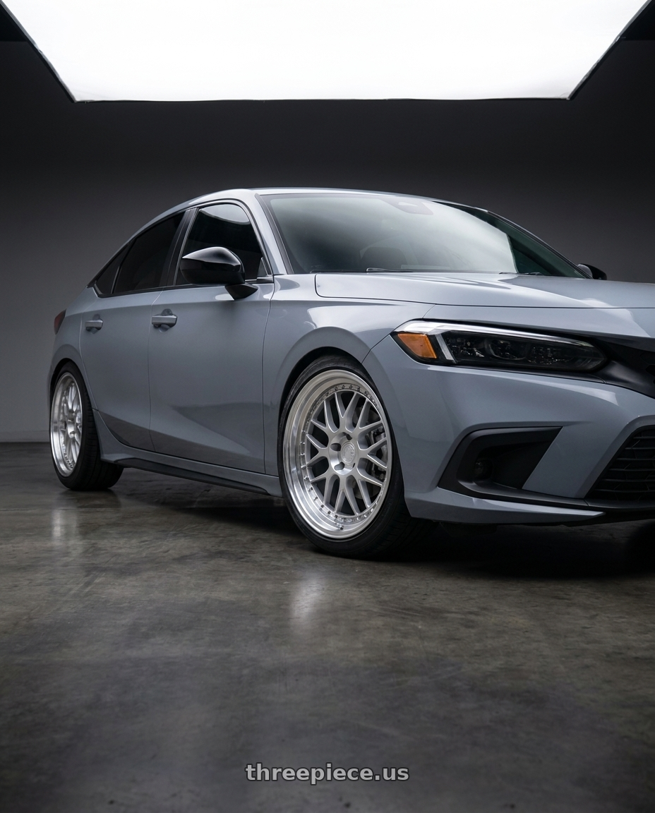 2026 Honda Civic Hatchback Sport with Aodhan AH02 5x114.3 18x8.5+35 Silver w/ Machined Lip wheels