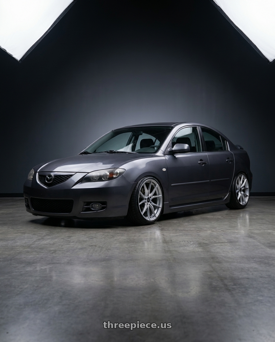 2007 Mazda mazda3 20s sedan with Advanti Racing 80S Hybris 5x114.3 18x8 +45 Silver with Machined Face wheels