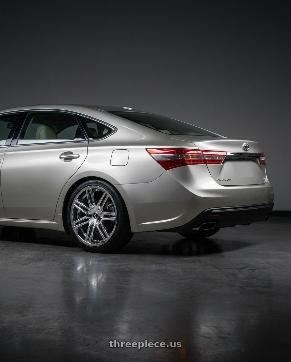 2013 toyota avalon with Kraze Cray 141 5x114.3 20x8.5+35 Chrome wheels rear three quarter view square tires