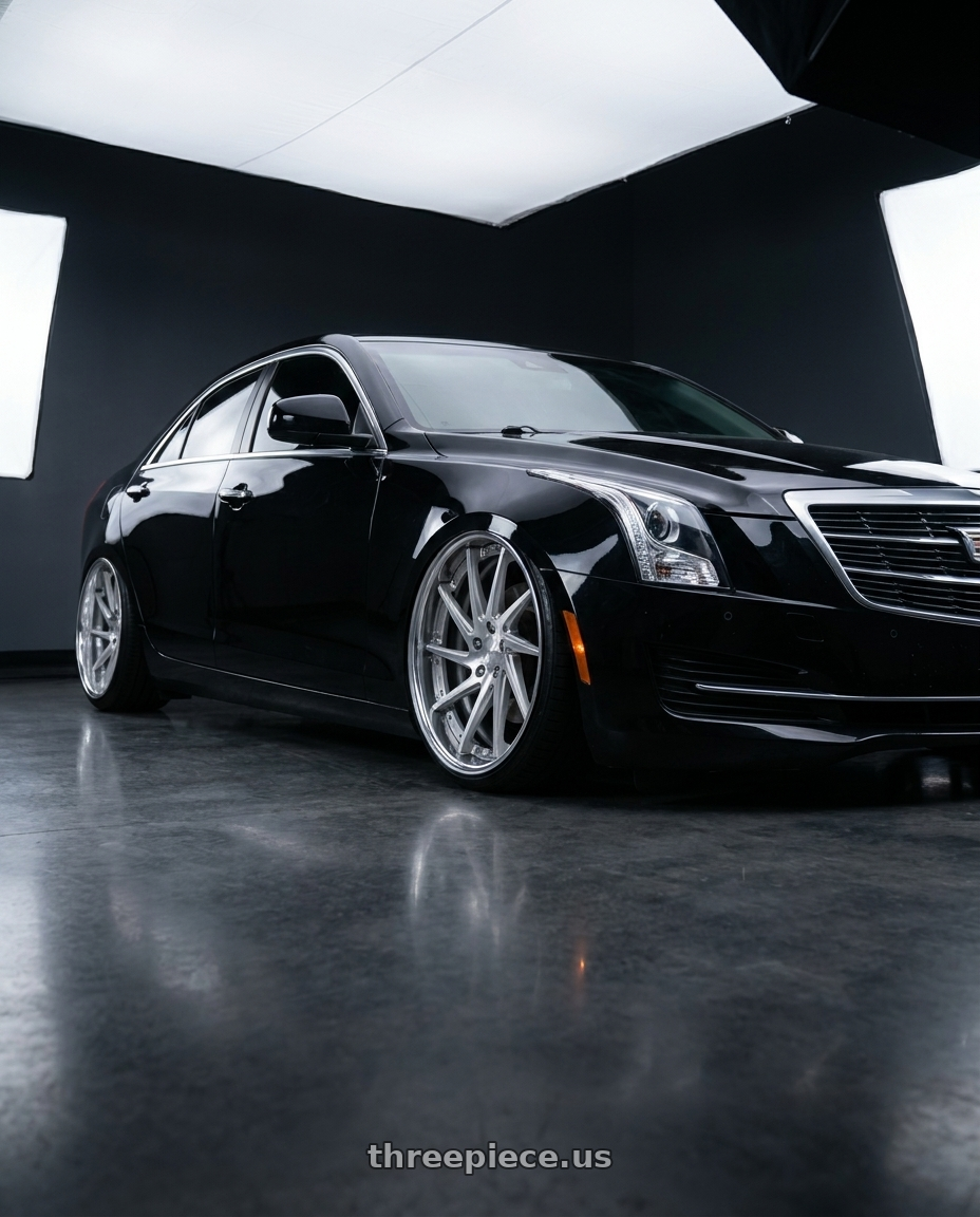 2015 Cadillac ats with Work Gnosis Cvs 5x115 19x9.5+45 A Disk Brush Silver Clear wheels