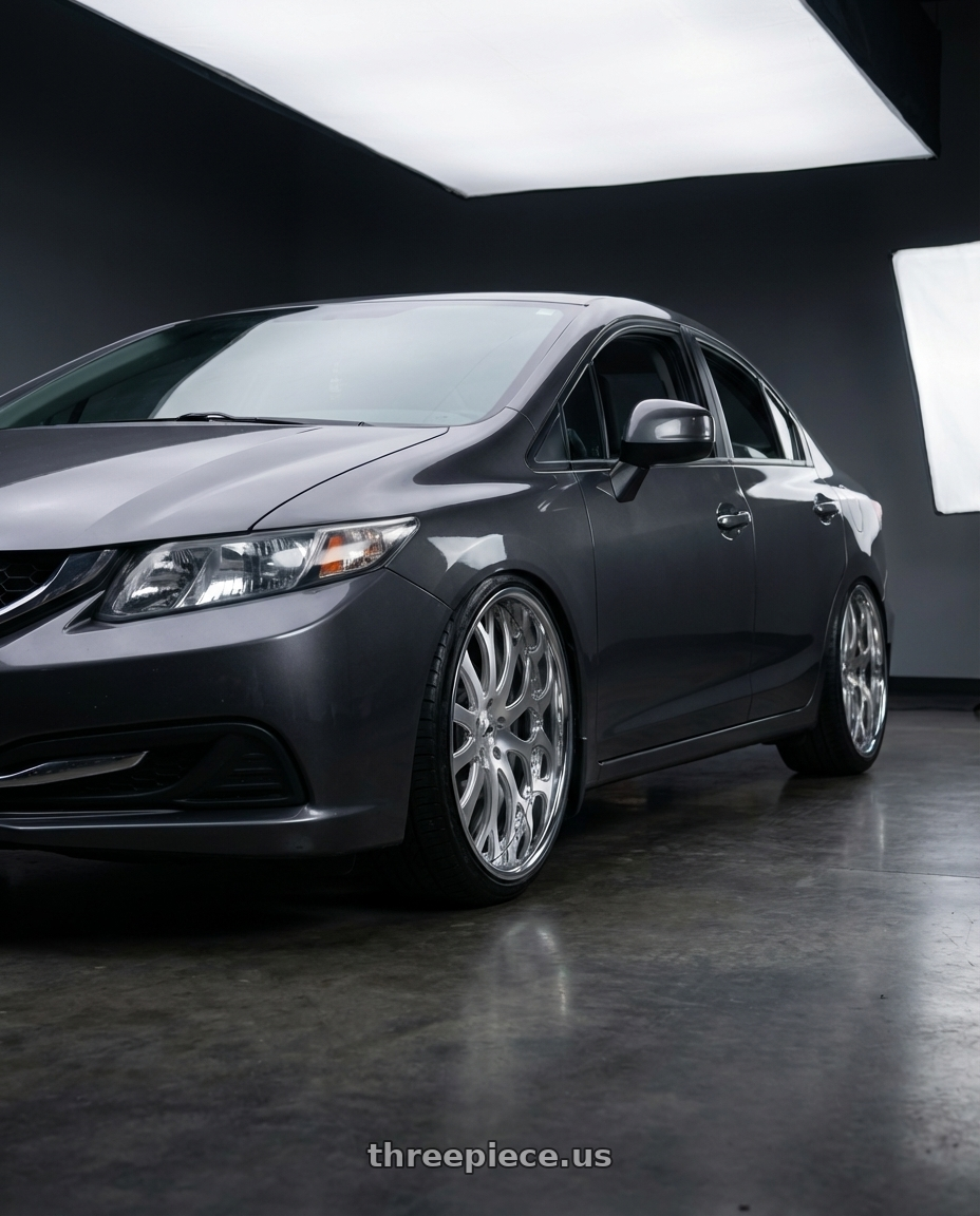 2013 Honda Civic with Amani Tango 5x112/5x114.3 22x9 +32 Brush Center Chrome Lip wheels