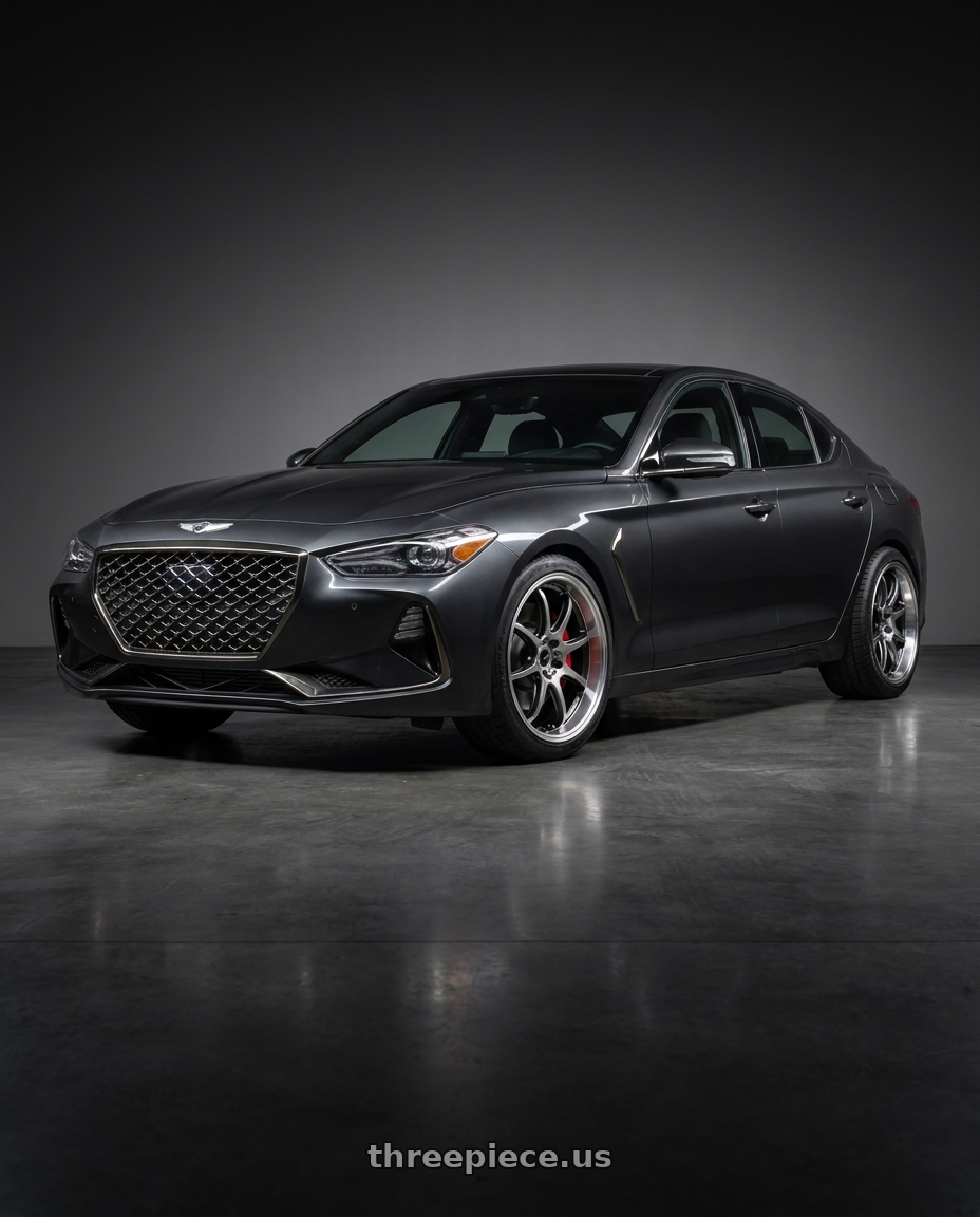 2019 Genesis G70 with Work Emotion D9r 5x100 18x10.5 +15 Gt Silver Rim Cut wheels
