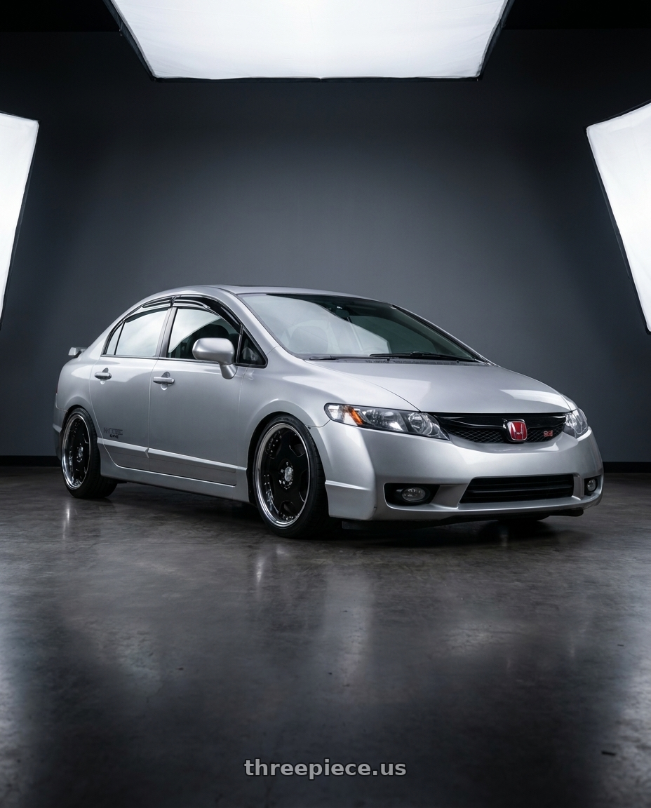 2009 Honda civic si with Work Lanvec Ld1 5x114.3 18x7.5+38 O Disk Black wheels