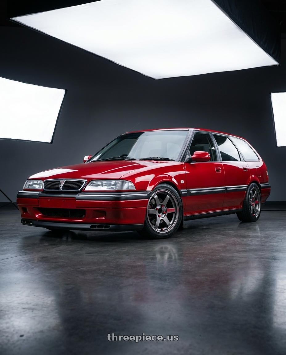 1995 Rover 416 Tourer with Volk Racing TE37 Sonic SL 4x100 15x7.0+34 wheels front three quarter view lowered stance