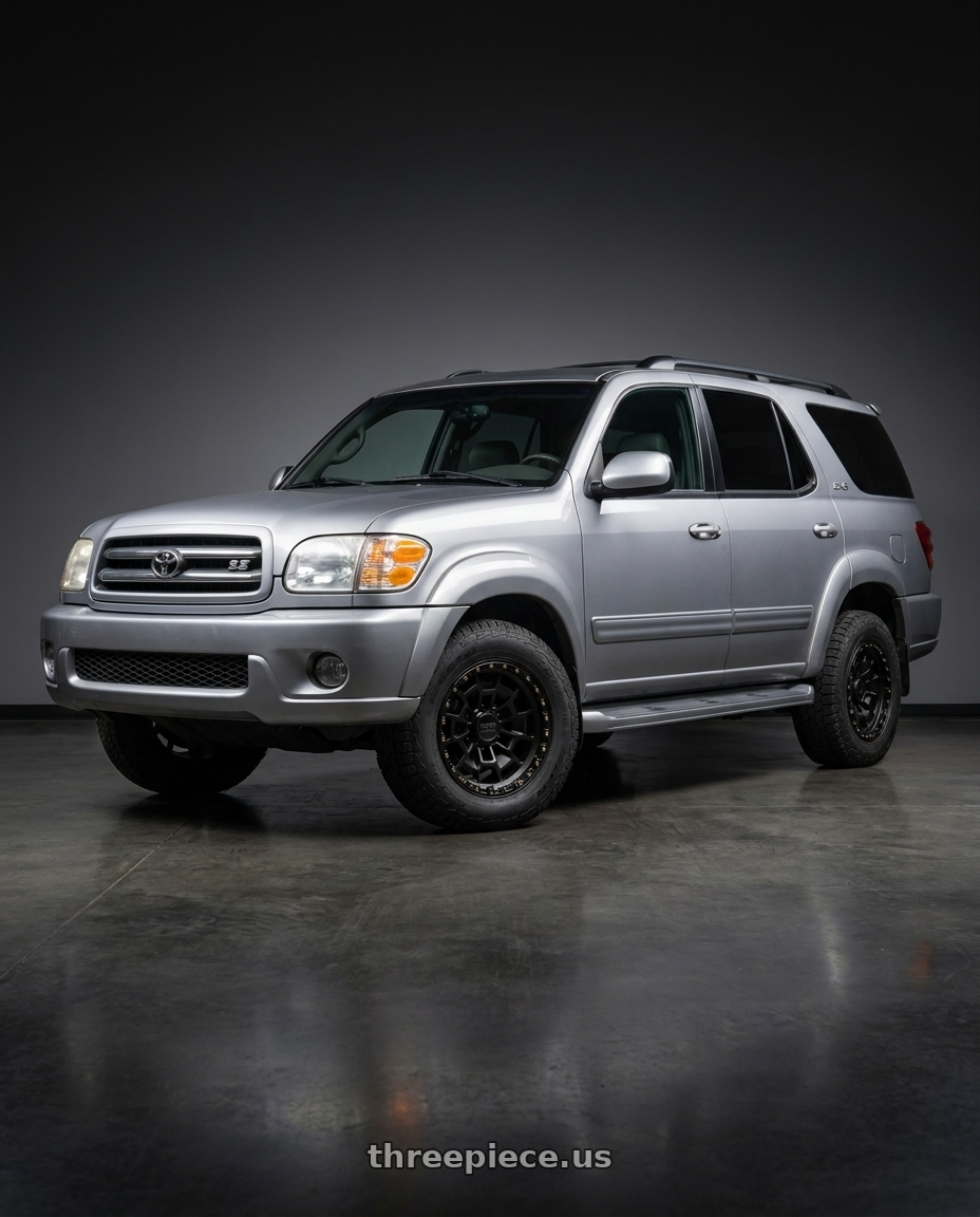 2002 Toyota Sequoia with KMC KM718 SUMMIT 6X139.7 17X8.5 +0 SATIN BLACK wheels