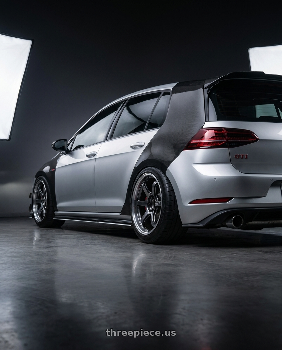 2019 Golf7.5 GTI with Advan Racing R6 5x112 20x9.0 +48 MACHINING & BLACK COATED GRAPHITE wheels rear three quarter view meaty tires