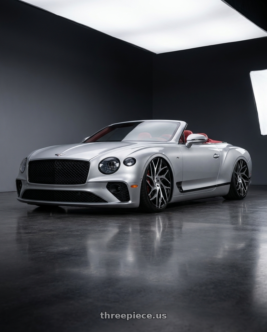 2025 Bentley Continental GTC with DUB 1PC S260 G.O.A.T. 5X115 24X10 +15 BRUSHED FACE WITH GLOSS BLACK DARK TINT SPOKES wheels