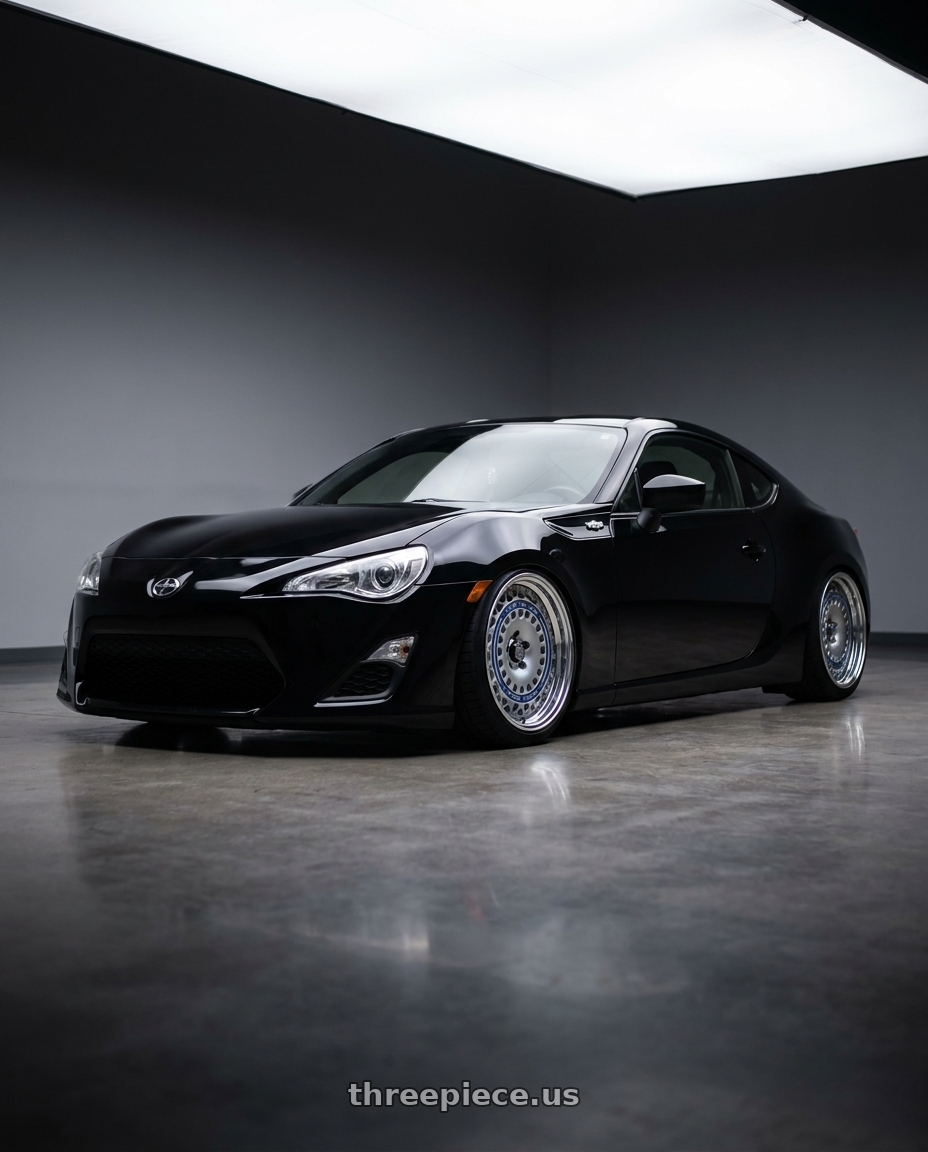 2013 scion frs base black with FORMULA AERO MESH 5X100 18X9.5+35 MD Disk Titan Silver wheels
