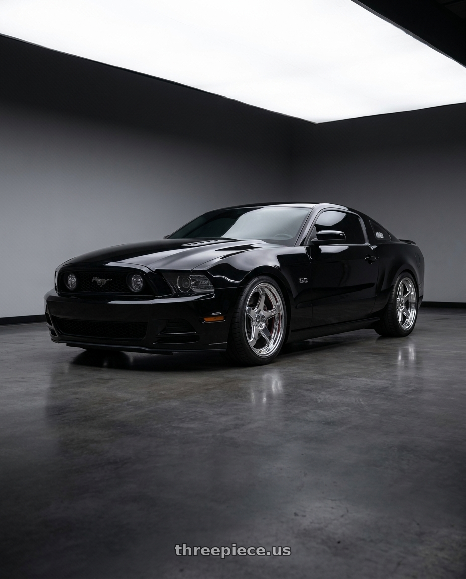 2014 ford mustang gt black with ESR Wheels APX6 5x114.3 19x9.5 +22 Vacuum Chrome wheels