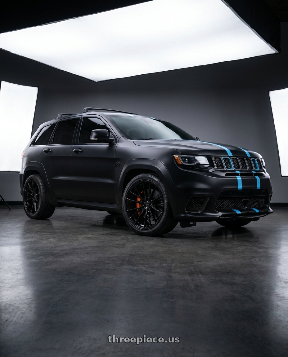 2018 Jeep Grand Cherokee Trackhawk with Axe EX40 5x127 22X10.5+25 GLOSS BLACK wheels