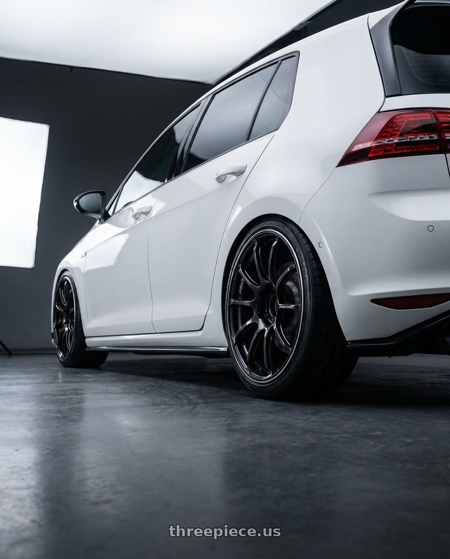 2016 Golf gti mk7 club sport edition 40 with Advan Racing RSIII 5x112 18x8.5 +45 BLACK GUNMETALLIC & RING wheels rear three quarter view square tires