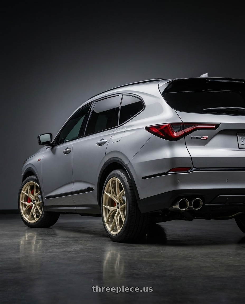 2024 Acura YD8 MDX Type-S  with BBS FI-R Evo 5x112 19x9.5+15 White Gold wheels rear three quarter view square tires
