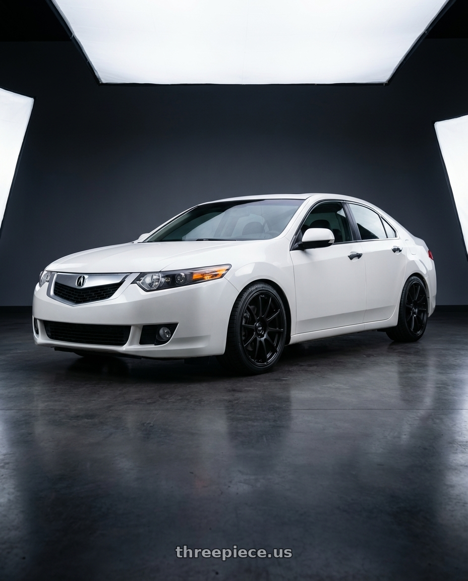2013 Acura TSX with Ssr Gtv02 5x114.3 18x7.5+48  FLAT BLACK wheels front three quarter view lowered stance