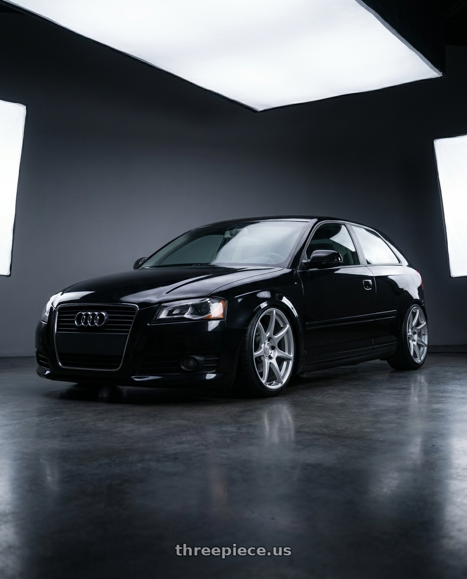 2012 Audi A3 8P with Kansei K11S Tandem 5X112 19x9.5 22 Hyper Silver wheels
