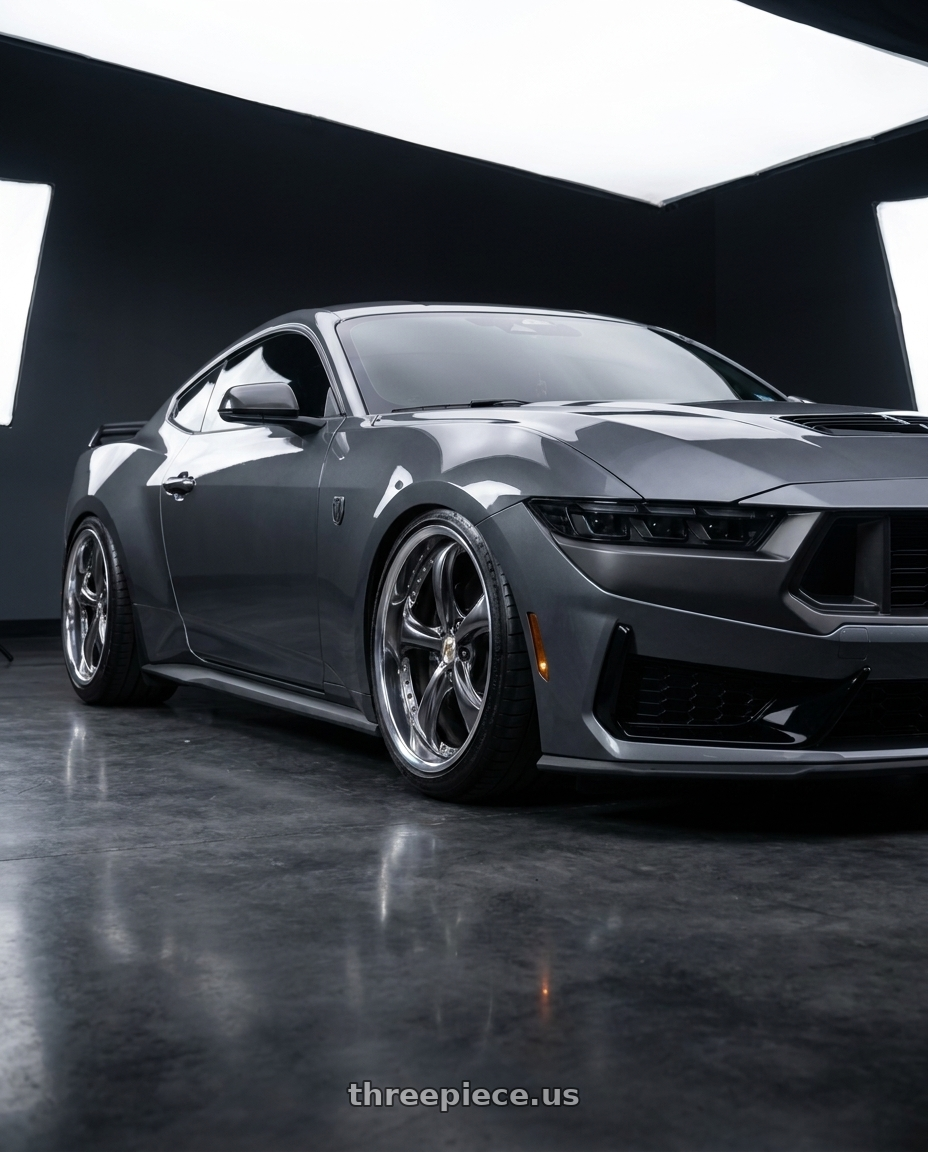 2024 ford mustang dark horse with Work Wheels VS-KF 5X114.3 19x9.5+21 Brilliant Silver Black A Disk FULL REVERSE wheels