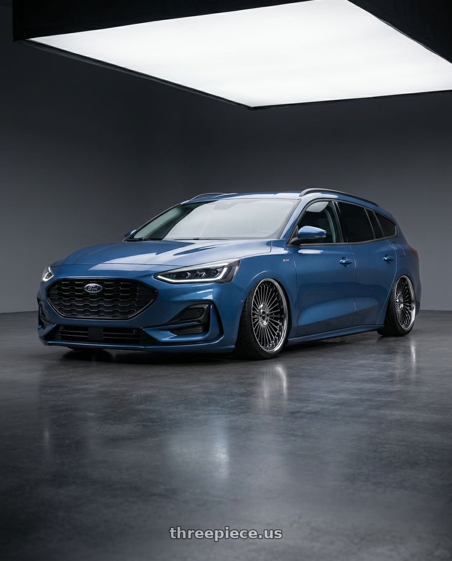 2023 focus wagon mk4.5 Blue Metallic with Work Emitz Black Polish 5x100 19x7.5 +45 wheels