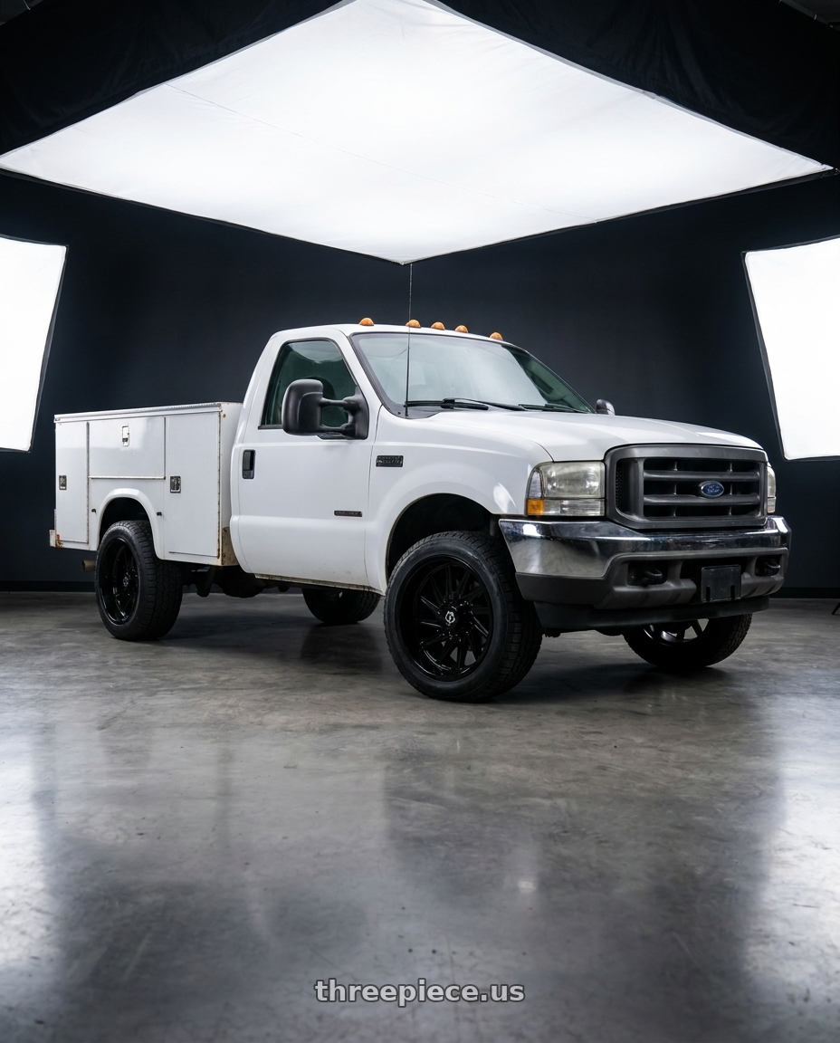 2003 Ford F350 Super Duty with TIS 547B 8X170 20x12 -44 Gloss Black w/Milled Lip Logo wheels