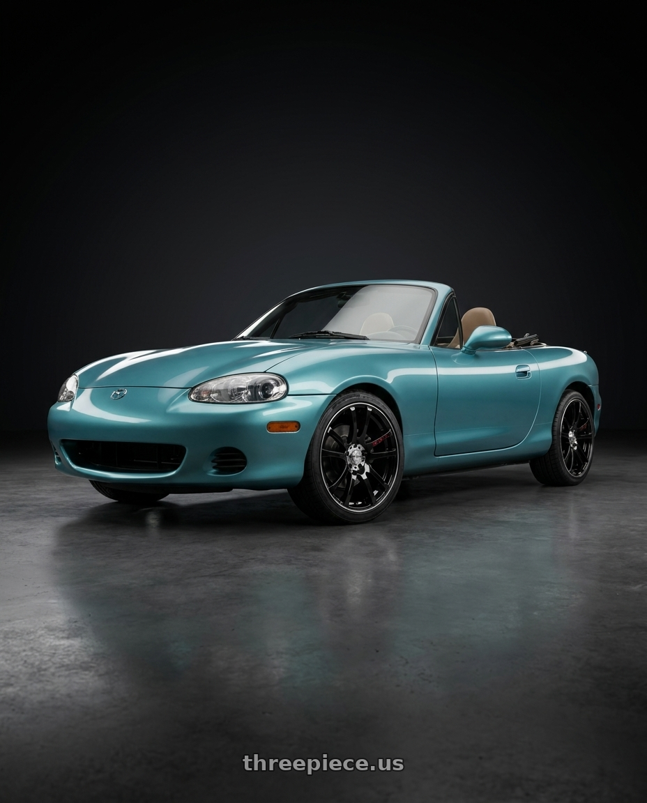 2002 Mazda Miata with RTX Twin 4x100 15x6.5 +38 Black Machined wheels