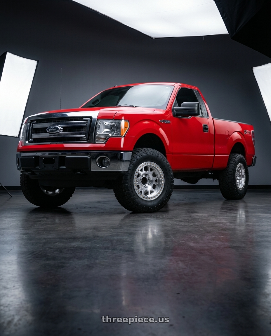 2012 Ford F150 with KMC KM450 MESA FORGED SLOTTED BEADLOCK BLANK 17X9 -12 RAW MACHINED wheels