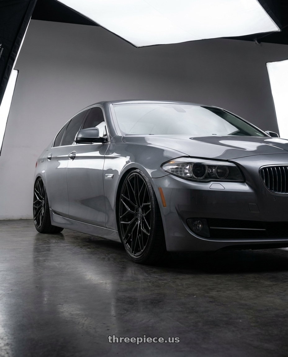 2016 BMW 5 Series F10 with Avant Garde Wheels M520R 5X120 20x9 +38 Gloss Black wheels