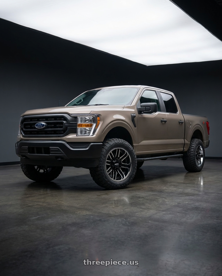 2013 Ford F-150 with Moto Metal MO202 6X135 20X12 -44 GLOSS BLACK MACHINED CENTER CHROME LIP wheels