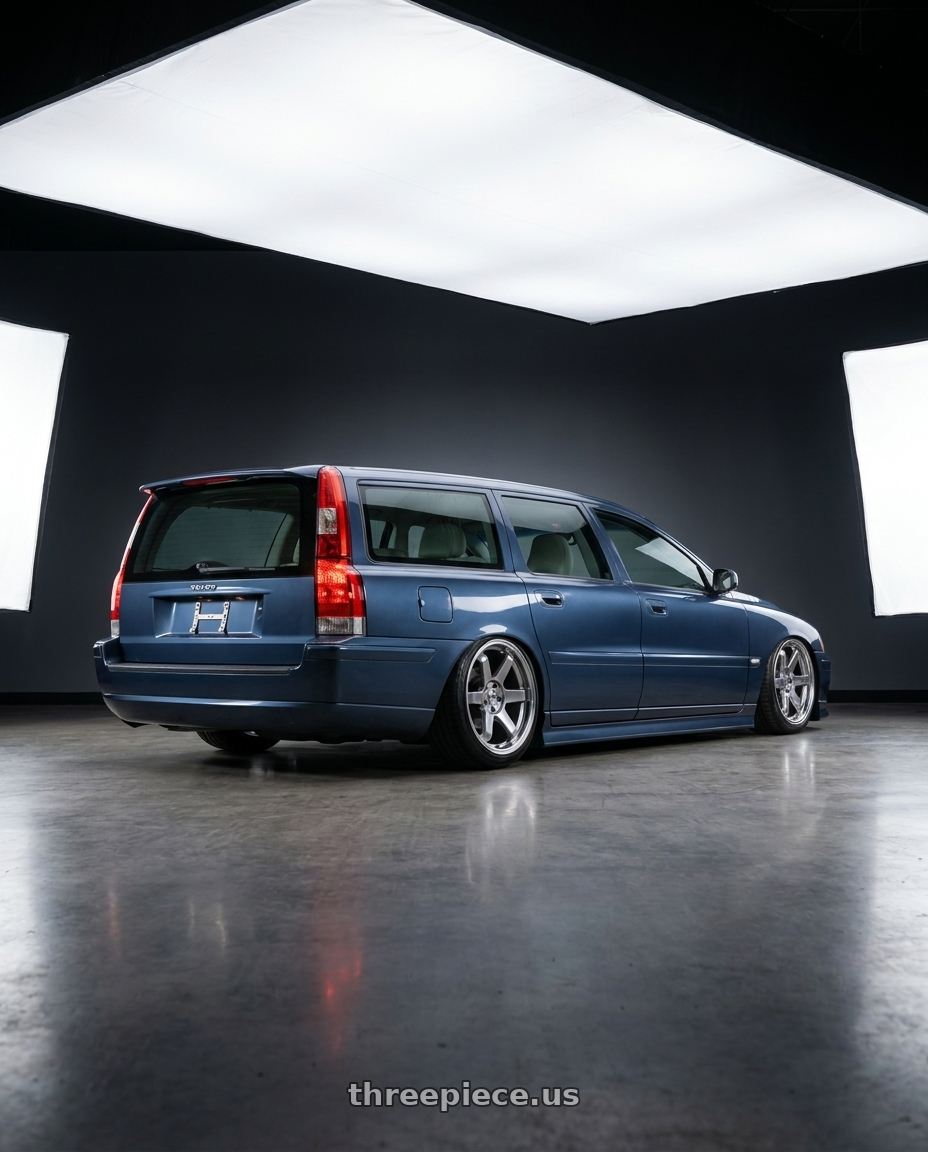 2007 Volvo v70 24 with F1R F106 5x100 18x8.5 +35 Hyper Black wheels rear three quarter view slight stretch tires